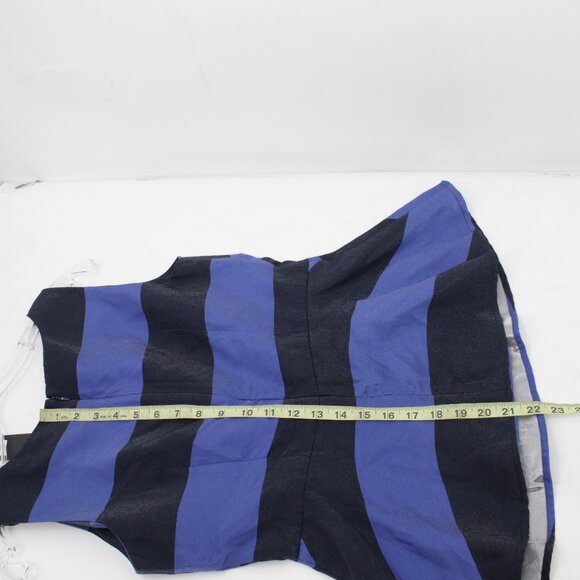 NWT Banana Republic Blouse womens 4 Striped Peplum Top Shimmer Sleeveless blue - Picture 8 of 9